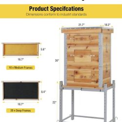 😀 Aivituvin Bee Hive Bee Box 10 Frame Upgrade with All -Around Metal Frame Bee Castle Coated with 100% Beeswax Includes Waxed Foundations,2 Deep Boxe
