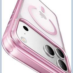 Shiny Interior Coating for iPhone 17 Pro Max Case with Pearl Strap, [Glossy Bumper & Magnetic Ring] [Compatible with Magsafe] Cute Women Girly Anti-Fi