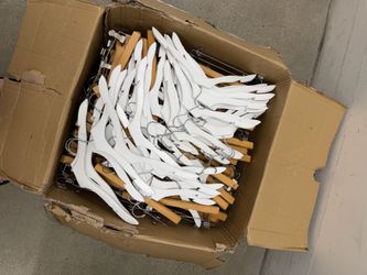 Wooden bottom hangers + white wooden top hangers