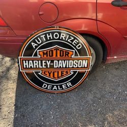Porcelain Harley Davidson Sign 30” In Diameter 