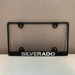 Metal Black Silverado Frame with Silver letters