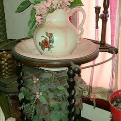 Antique Wash Stand With Bowl And Pitcher