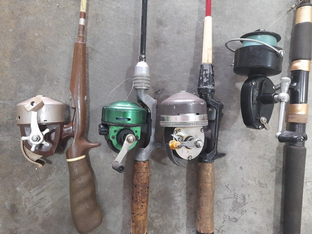 4 Vintage Fishing Rod/reels 3 Adult 1 Child's - Will Split