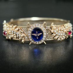 VTG WWII 2 10k GF Sweetheart US Army Air Force Cameo Wings Cuff Hinged Bracelet