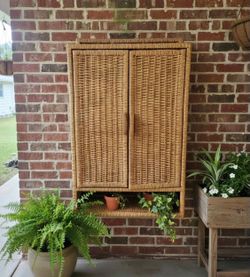 Vintage Wicker Wall Cabinet Storage