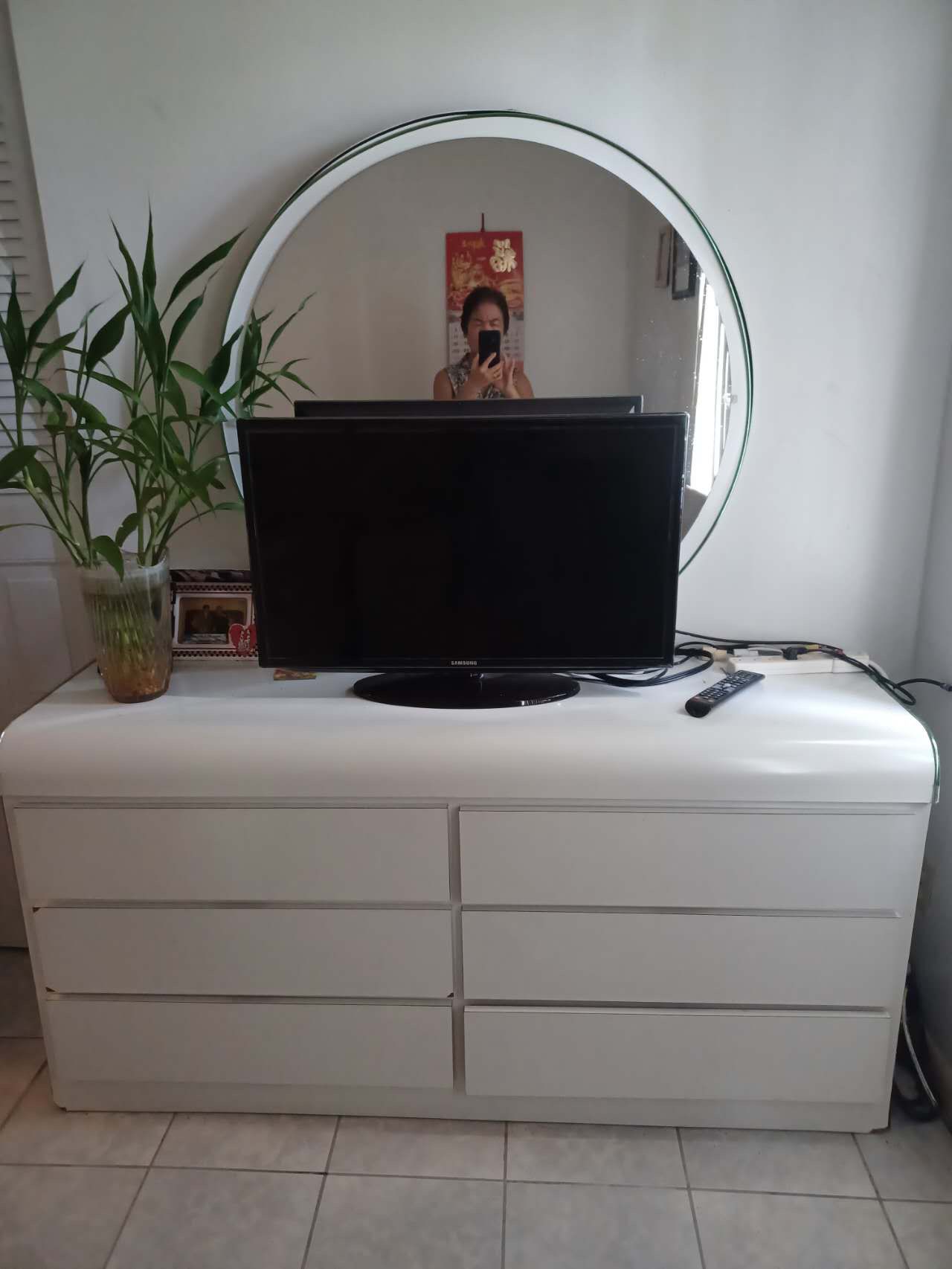 Dressing table with six drawers and bedside table
