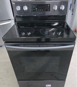 Samsung black stainless 5-burner range oven
