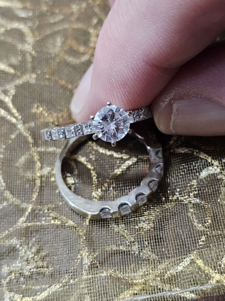 Two Piece 14kt. White Gold And Diamond Wedding Set.