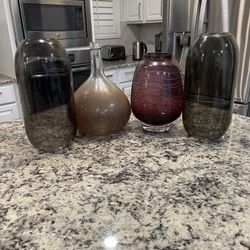 Modern Glass Vase Set (4) – Smoked / Amber / Purple – Home Decor