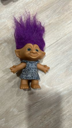 Vintage Early 90s Troll Doll 5” Ace Novelty Purple Hair