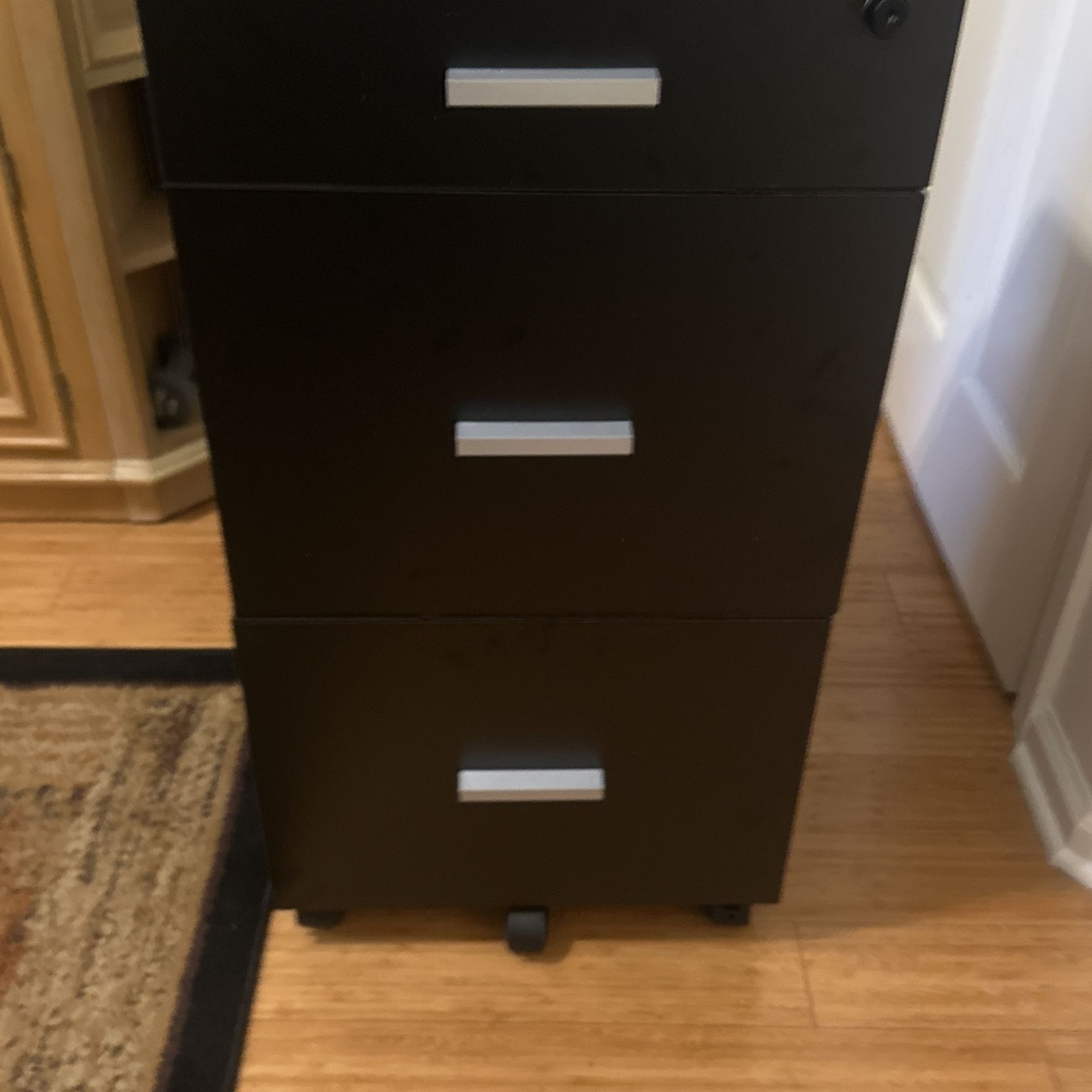 Black 3 Drawer File Cabinet
