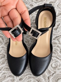 Black Chunky Platform Heels w/ Rhinestone Buckles – $35 7.5