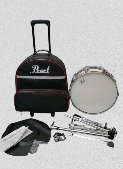 Pearl Steel Shell 14 x 5.5 Snare Drum Rolling Case Stand