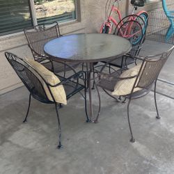 Glass Top Metal/Iron Table and Chairs 