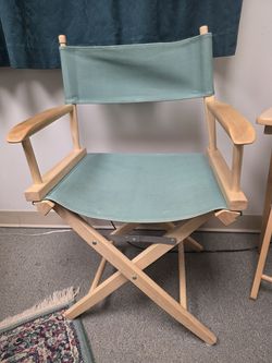 2 Identical Light green Canvas Folding Director Chairs