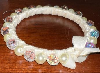 White Satin Beaded Bridal Garter