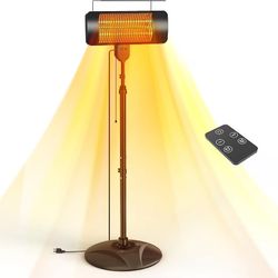 Outdoor Heaters for Patio, 1500W, 3 Heat Modes & 12H Timer, IP54 Waterproof Electric Heater with Adjustable Height, Tip-Over Protection, 78" Portable
