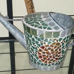 Cute mosaic watering can galvanized steel or aluminum 