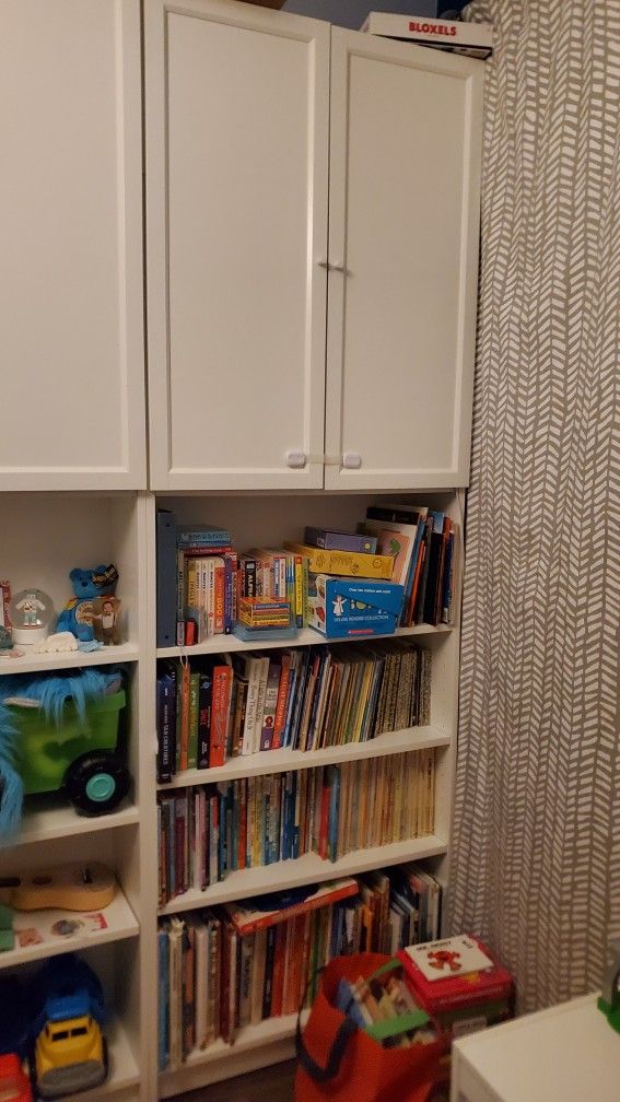 Ikea BILLY Bookshelf w/ Height Extender & Doors