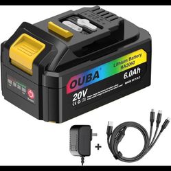 Replace Battery with charger and cable , Compatible with Dewalt 20V Battery 6.0Ah, 20V 6000mAh Lithium Ion Replacement Battery, DCD DCF DCG Series Cor