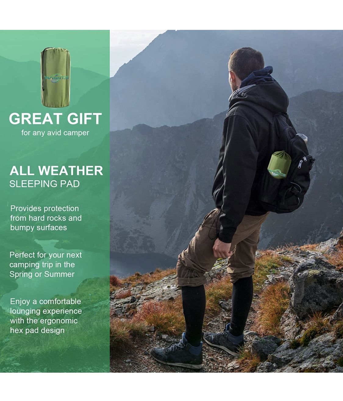 Sleeping Pad Ultralight Inflatable Sleeping Pad for Camping, 75''X25'', Built-in Pump, Ultimate for Camping, Hiking - Airpad, Carry Bag, Repair Kit -