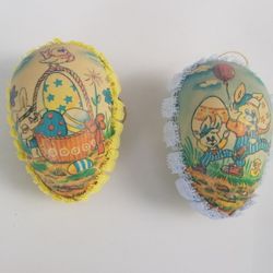 Vtg Easter eggs. paper-coated plastic 3 x 2 inches.  Very good condition.