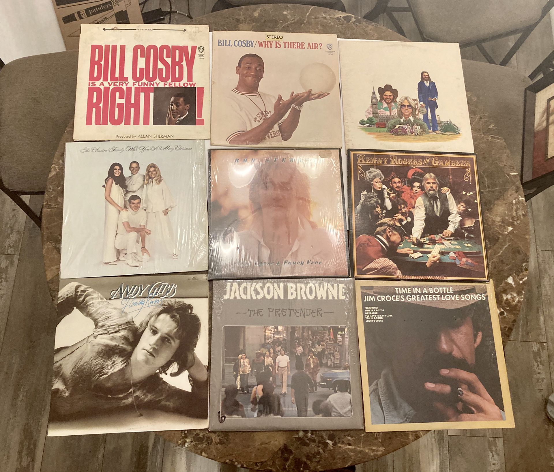 9 Assorted Vinyl Records Rod Stewart Bill Cosby Kenny Rogers and More