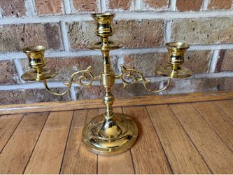 GORGEOUS VINTAGE BALDWIN SOLID BRASS CANDLEABRA FOR 3 CANDLES