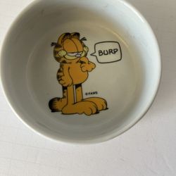 Vintage 1980’s Garfield My Bowl Burp Cat Pet Food Water Dish 4.5”