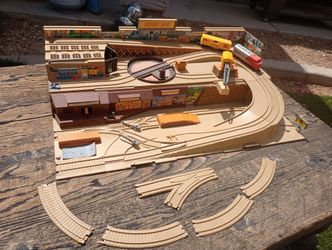Vintage 1983 Hot Wheels Stow And Go Freight Yard Railroad Set With Two Trains
