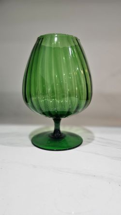 Vintage Large Hand-Blown Emerald Green Glass Vase