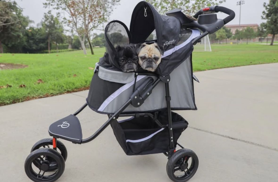 Gray Luxury Pet Stroller For Dogs, Cats, Small Animals