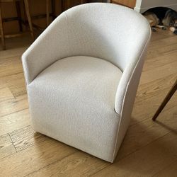 Pottery Barn Baldwin Upholstered Barrel Back Dining Armchair, Performance Boucle Oatmeal