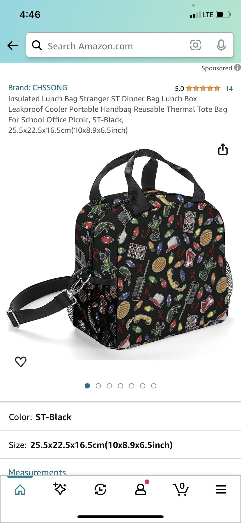 Insulated Lunch Bag Stranger ST Dinner Bag Lunch Box Leakproof Cooler Portable Handbag Reusable Thermal Tote Bag For School Office Picnic, ST-Black, 2
