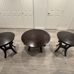 Elegant Bombay Company Round Wood Accent Tables – Set of 3