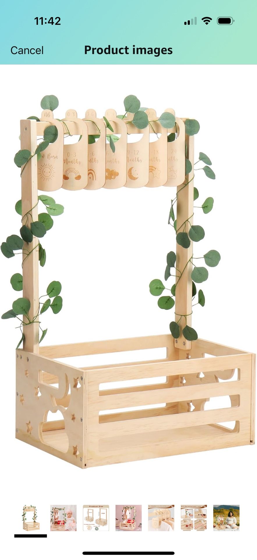 Wooden Baby Shower Crate Closet with Handle, Baby Storage