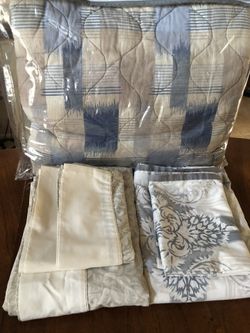 Blue And Beige King Size Comforter Set