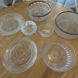  Etched Crystal Serving Bowls/plates