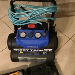 Kobalt Quiet Tech Compressor, Dewalt 18 Gauge  Nailer 