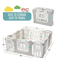 Baby Playpen Large Activity Safety Play Center - 14 Panels Baby Play Fence with Adjustable Shape and Foldable Option - Play22Usa