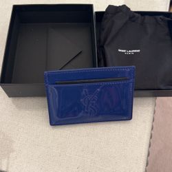 Saint Laurent YSL Monogram Card Case Blue