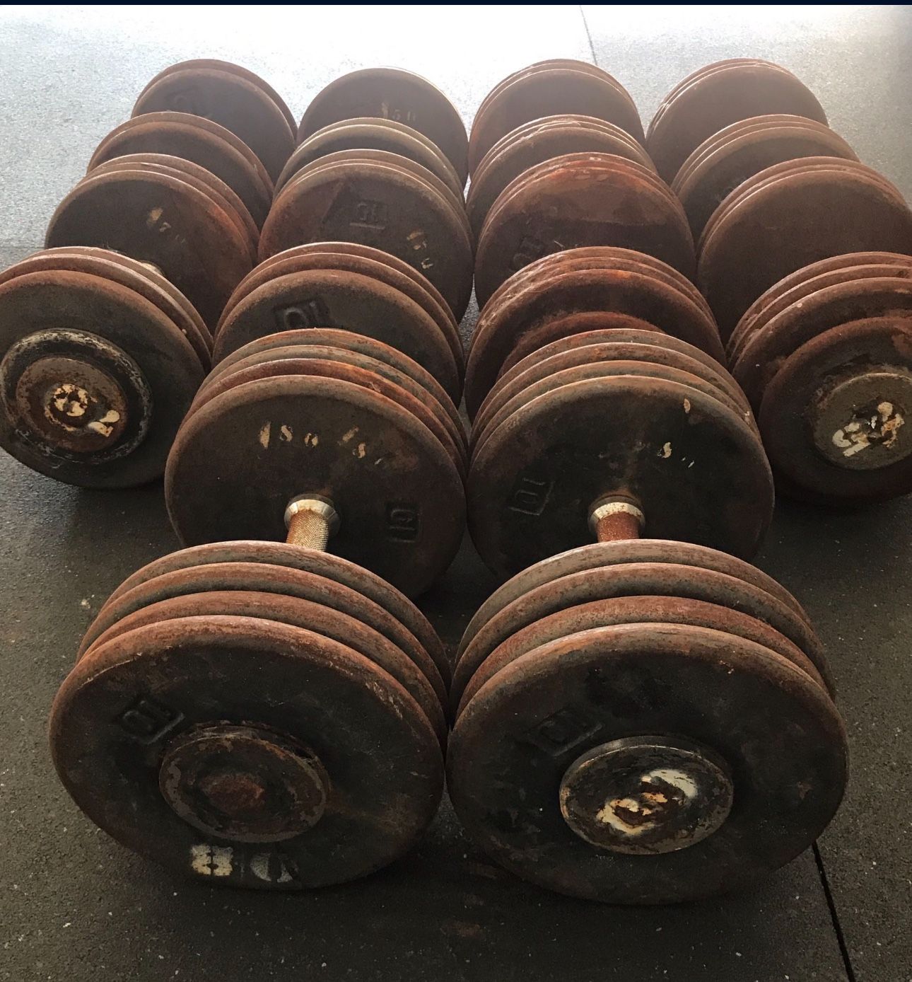 5 Pairs Of Pro Style “Prison Dumbbells” Total 340 Lbs