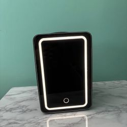 Personal Chiller LED Lighted Mini Fridge with Glass Hinged Door, 10.6"x11.7"x737” Black