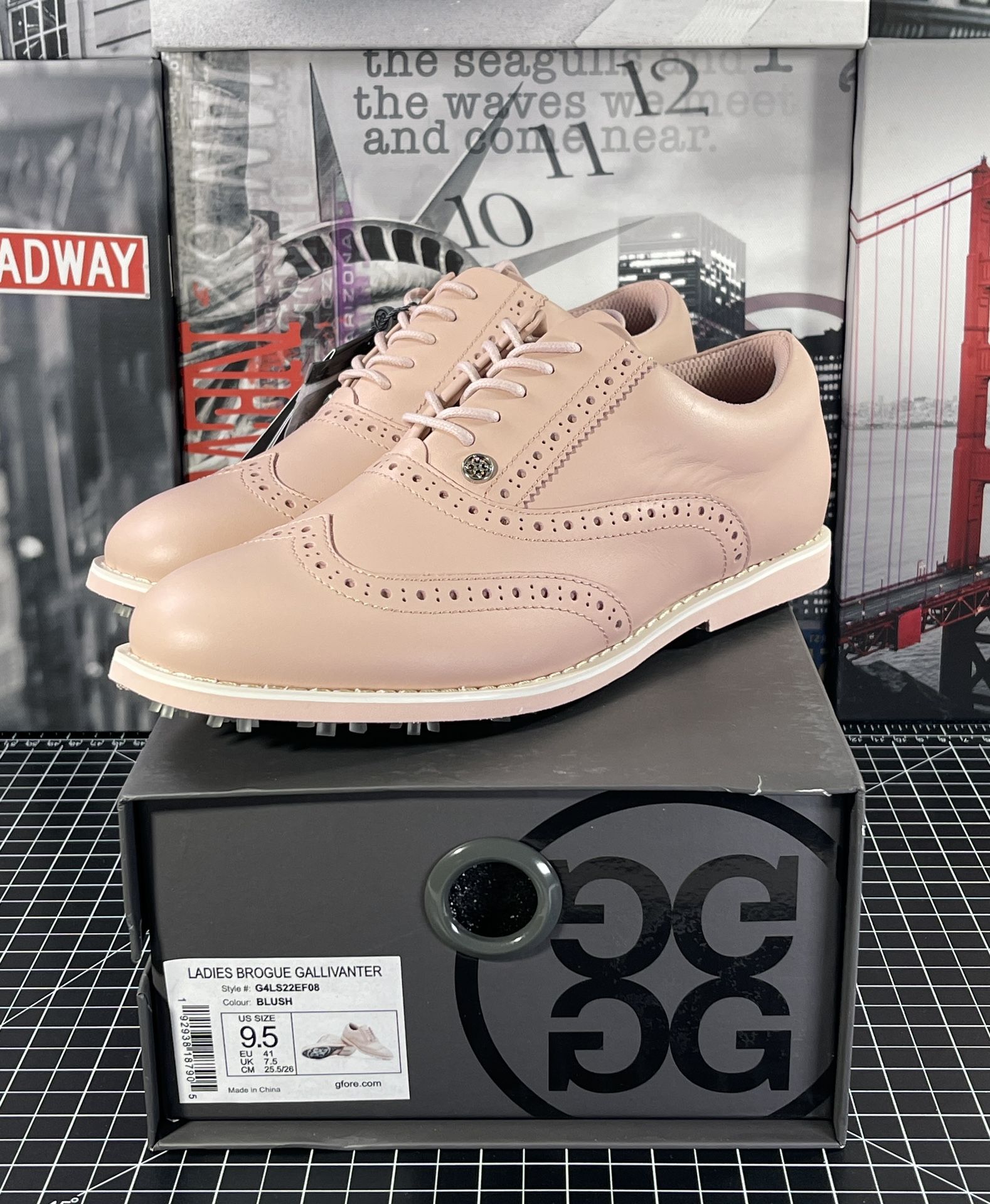 G/FORE G4 Womens 9.5 Brogue Gallivanter Golf Shoes Blush Pink Longwing NEW