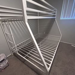 Loft Bunk Bed Twin Over Full Size with Ladder and Guardrail,Heavy Duty Metal Slats Support