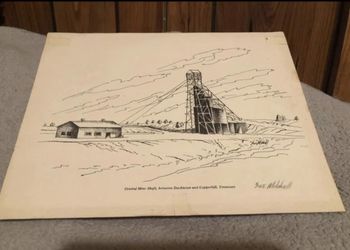 Vintage Signed Mine Shaft Drawing