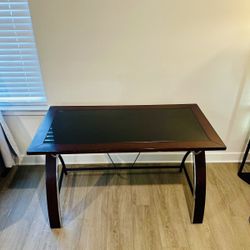 Glass-Top Wooden Table