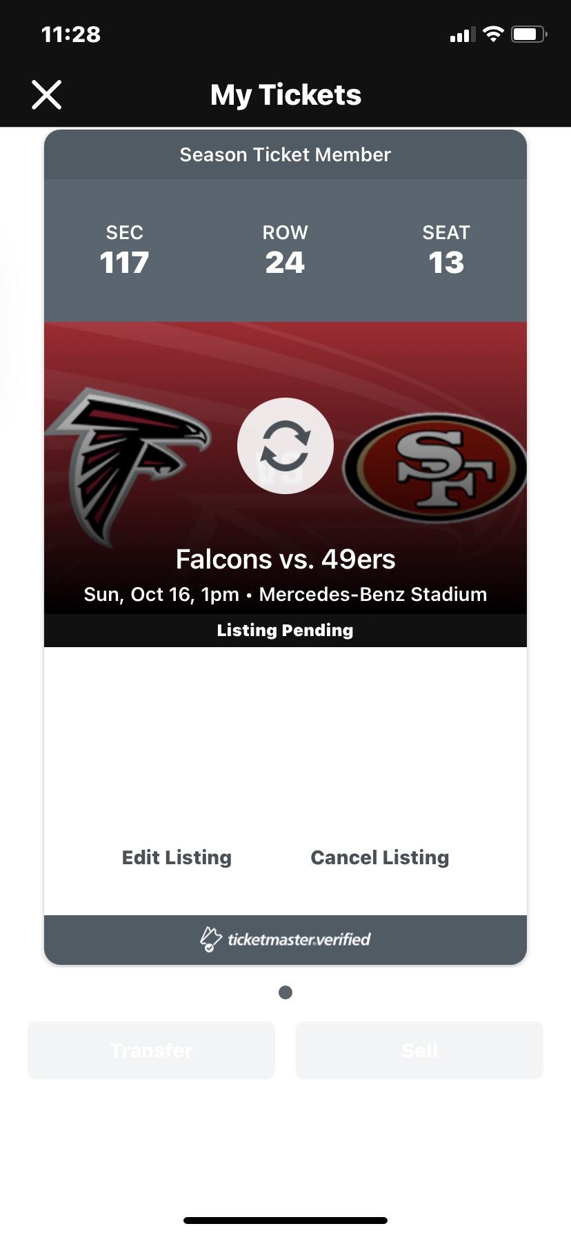 FALCONS VS 49ers Ticket For Sale 