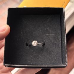 925 Sterling Silver Round White Moissanite Engagement Ring Size adjustable