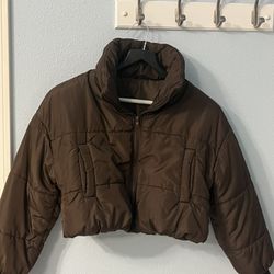 New Beautiful Brown Snow Jacket Crop top Size XS/S